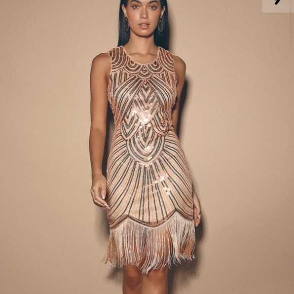 sequin fringe mini dress